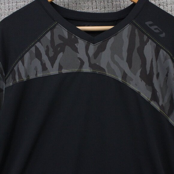 Garneau Cycling Shirt Mens XL Black Solid Short Sleeve V Neck Camo Arms - Picture 2 of 8